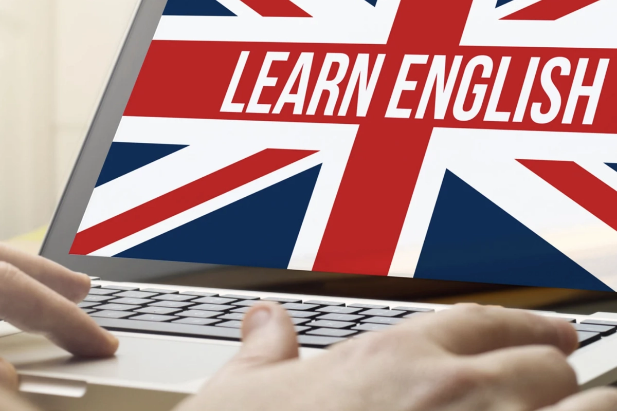 portatil con frase learn english